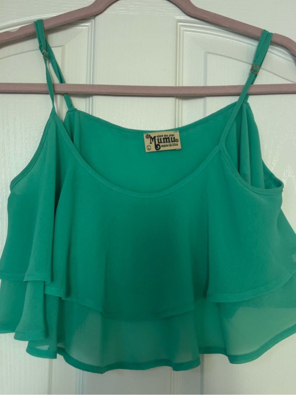 Show Me Your MuMu Teal Ruffled Camisole